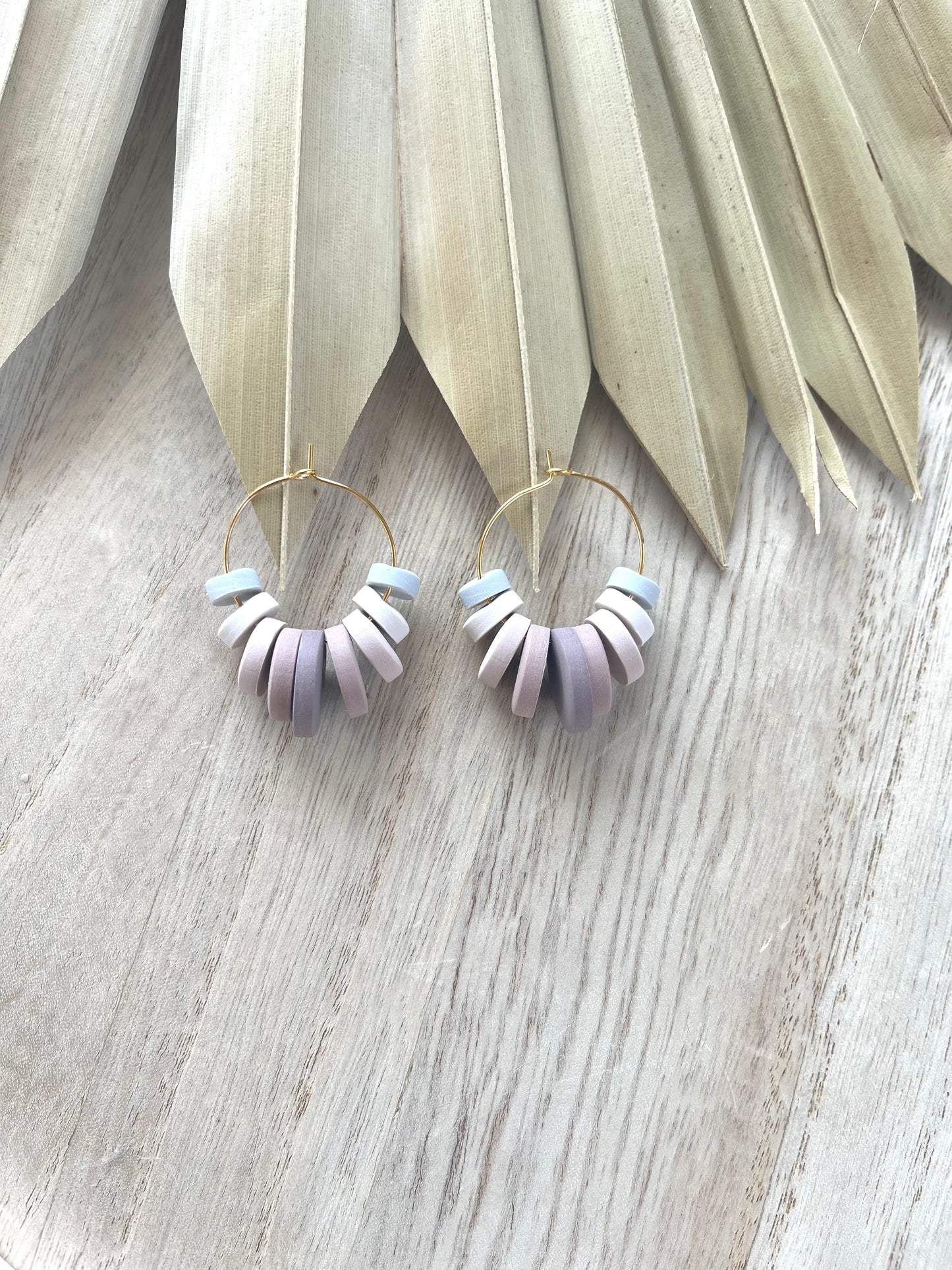 Beaded hoops in Neutral Floral palette