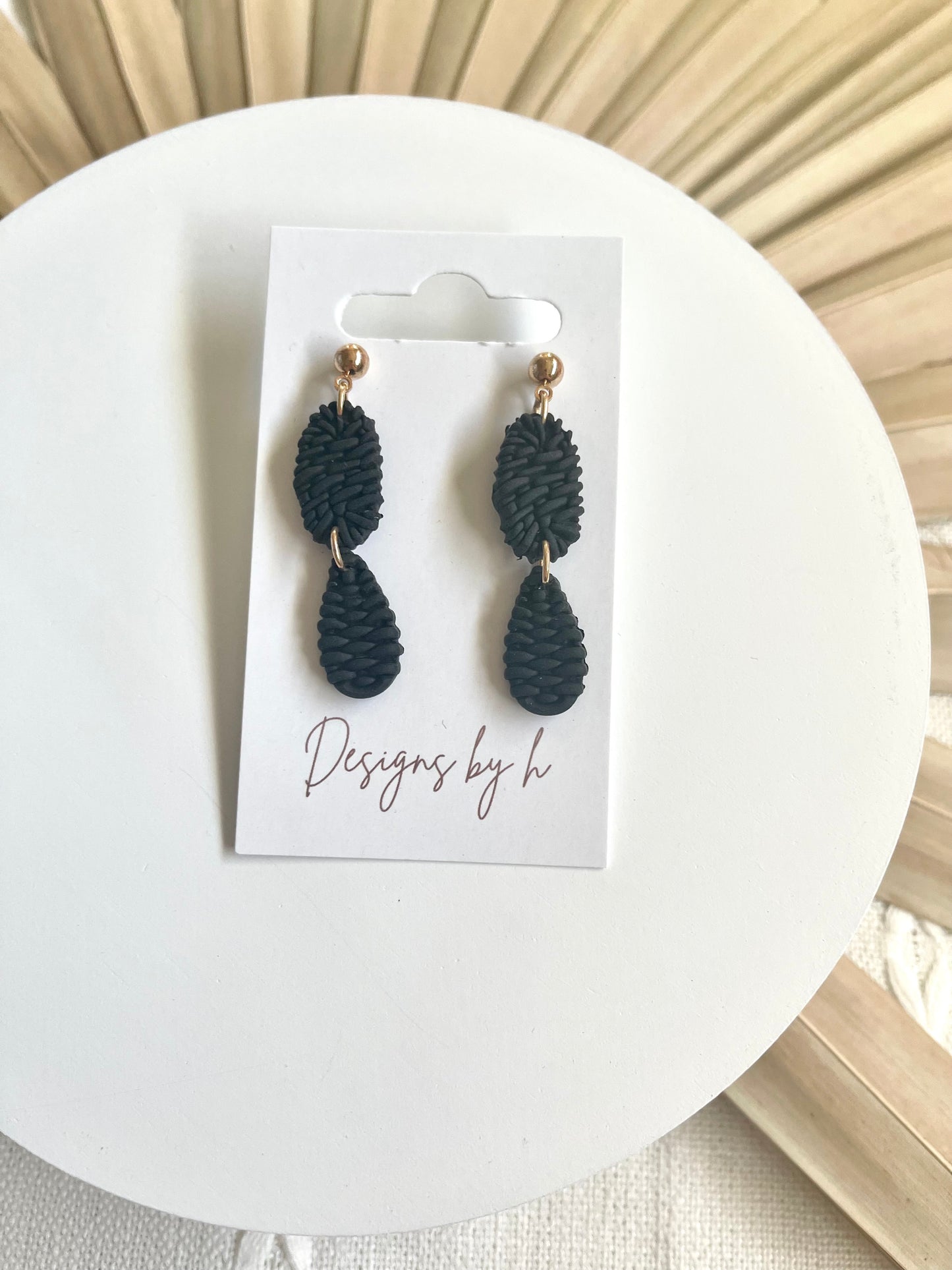 Black Clay Rattan Dangle