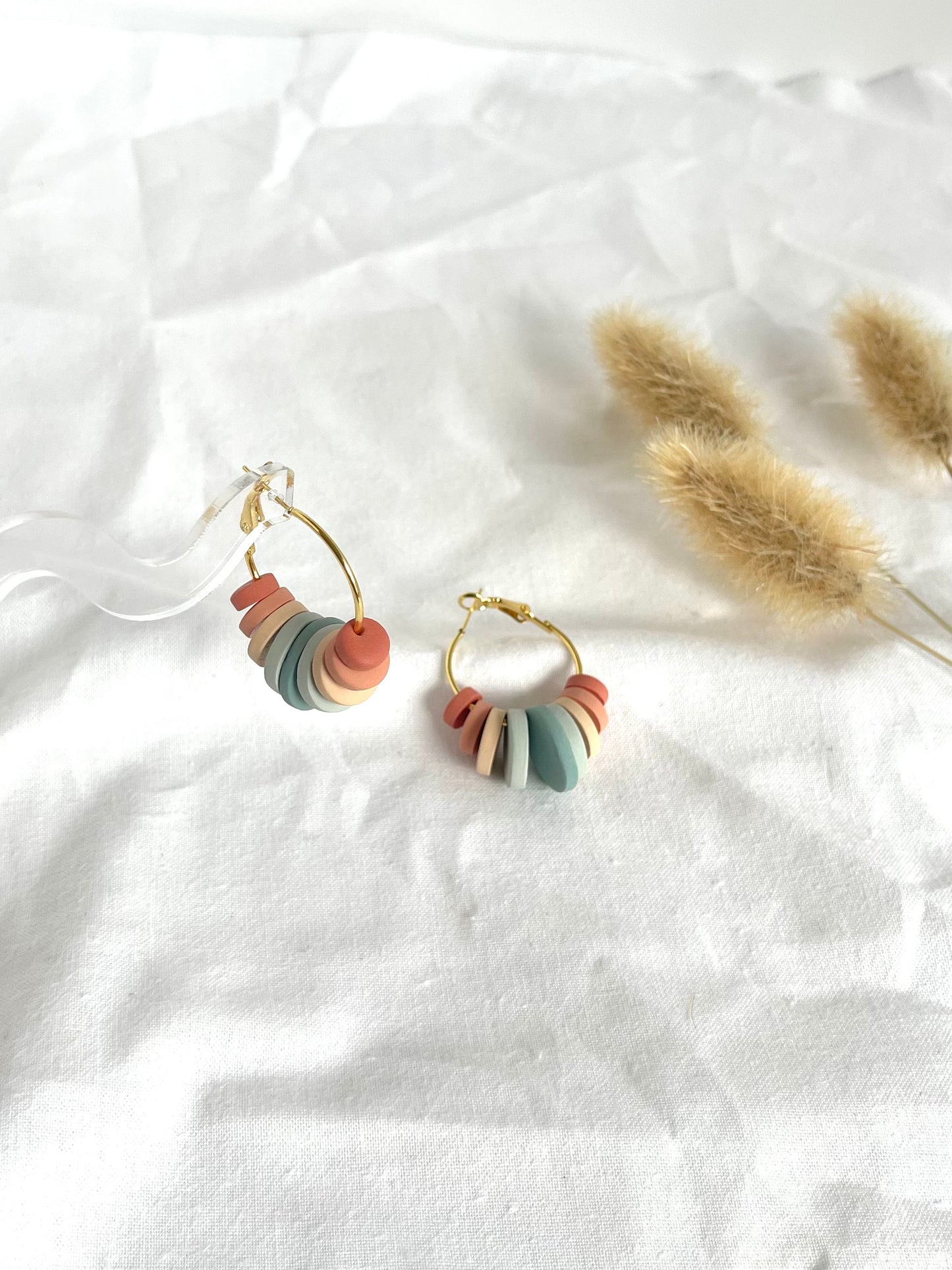 Beaded hoops in Spring Palette