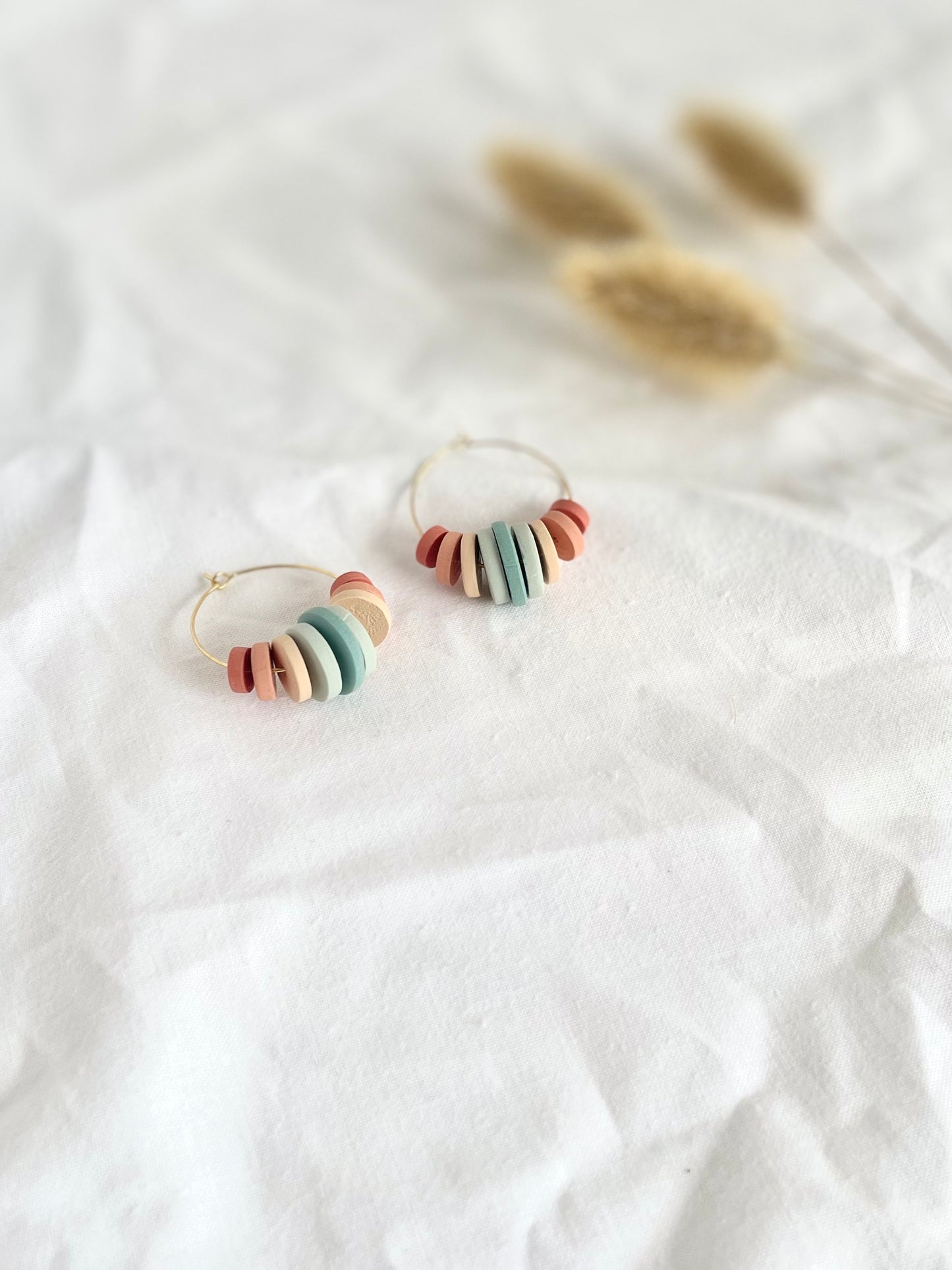 Beaded hoops in Spring Palette